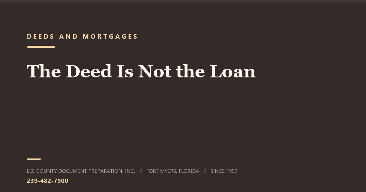 Quit claim deed and mortgage paperwork side by side on a Fort Myers kitchen table